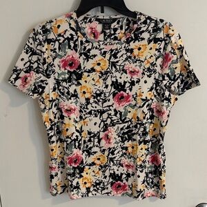Ralph Lauren Black Label White Tee with Pink & Yellow Floral Print
